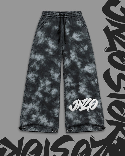 Oversize Baggy Marble Print  Pants with Rear Phone Pocket – ( Charcoal Grey)