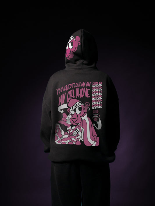 (PINK PANTHER)OVERSIZE HOODIE-BLACK