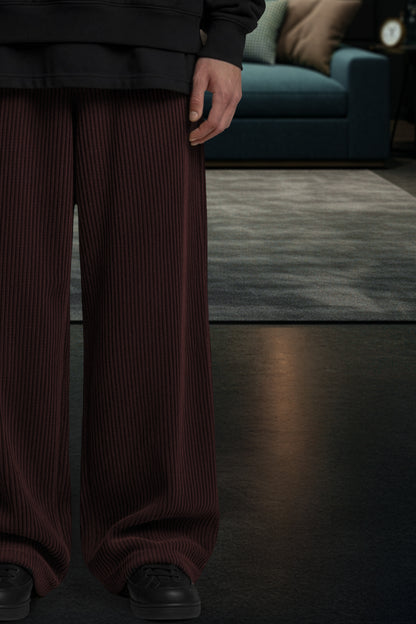 BUGUNDY(Ribbed plush) OVERSIZE WINTER SWEATPANT
