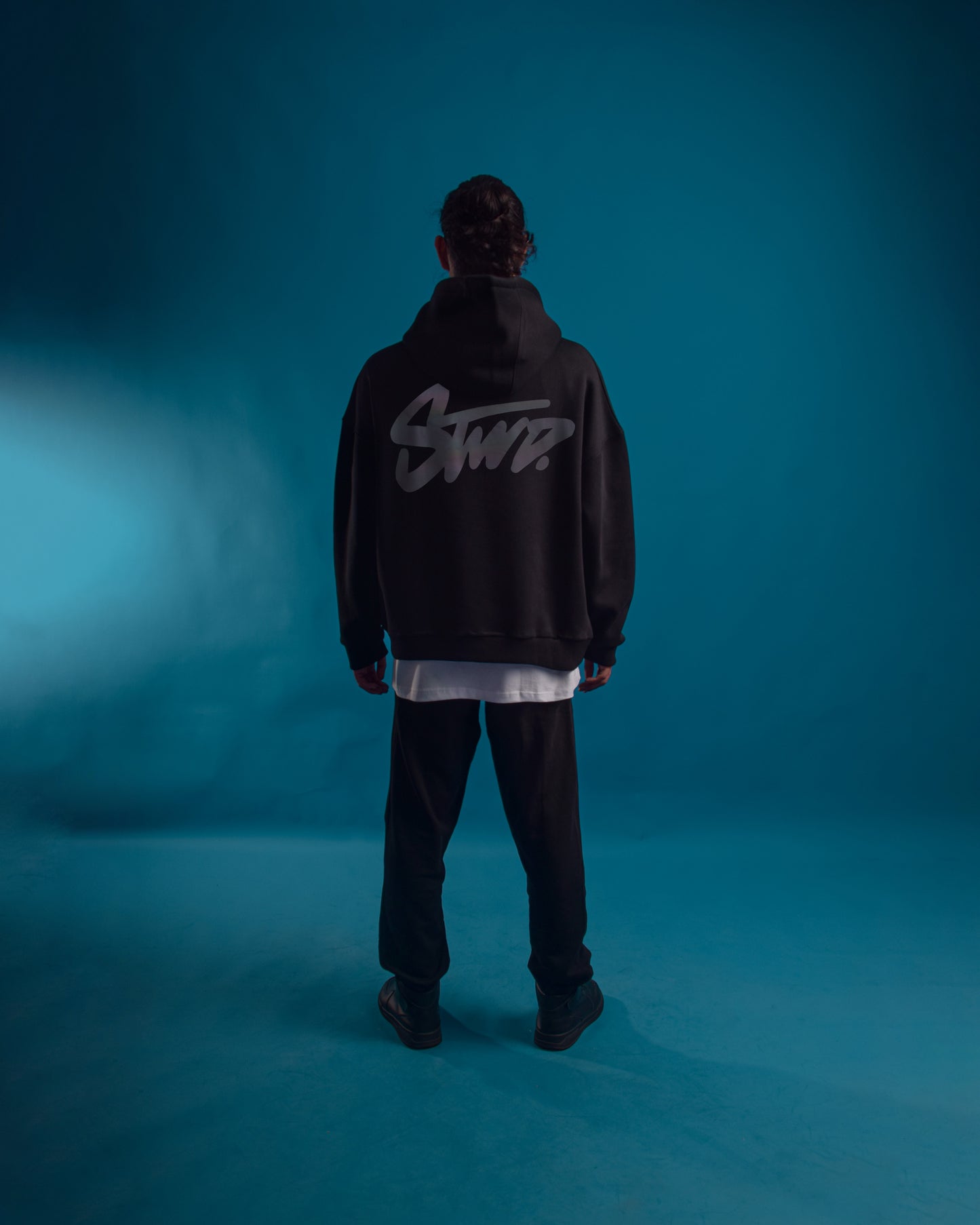 REFLICTIVE OVERSIZE HOODIE (STWD) BLACK