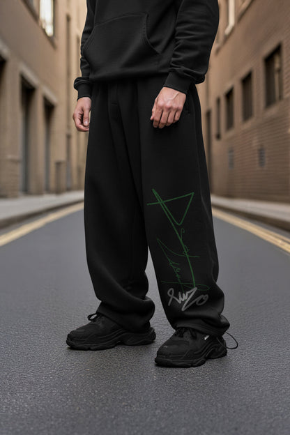 (MULTI FIT) BLACK  (SIGN 2) OVERSIZE WINTER SWEATPANT