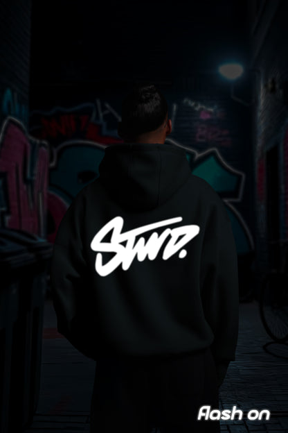 REFLICTIVE /MULTI FIT OVERSIZE [STWD] HOODIE {DARK GREY}