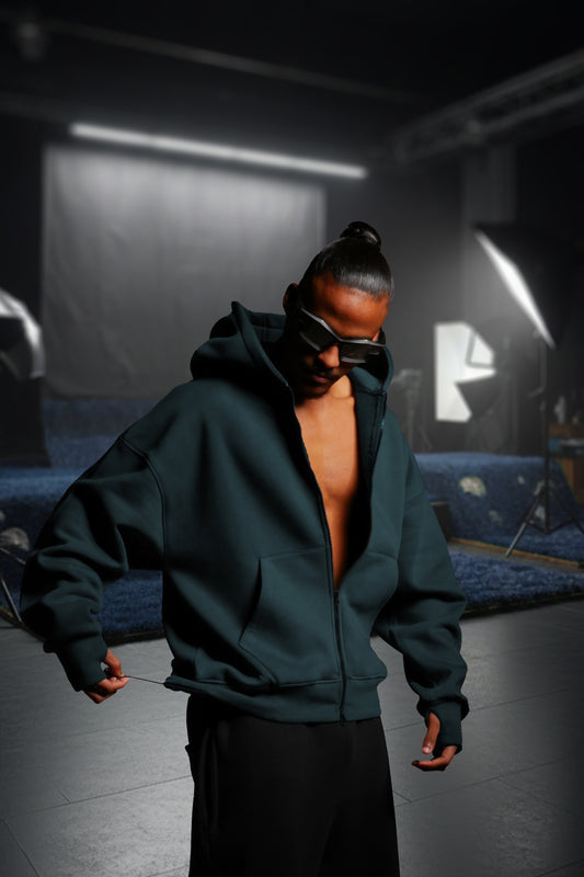 OVERSIZE ZIP UP MULTI FIT UNZO HOODIE {DARKE GREY}