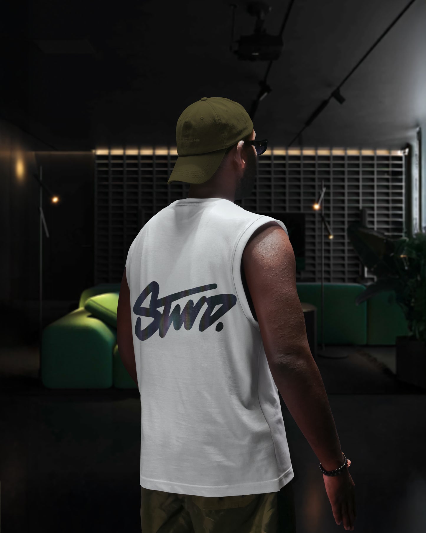 WHITE ( REFLICTIVE) OVERSIZE (SHOULDER CUT)  ( STWD)