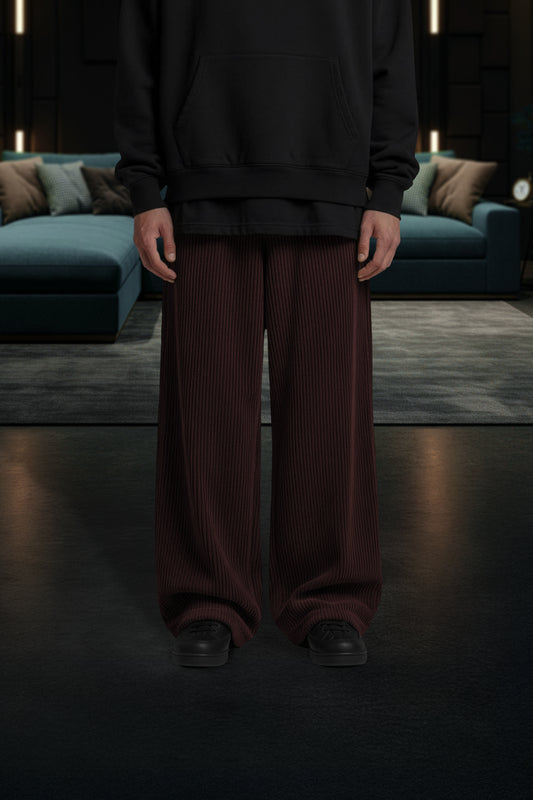 BUGUNDY(Ribbed plush) OVERSIZE WINTER SWEATPANT
