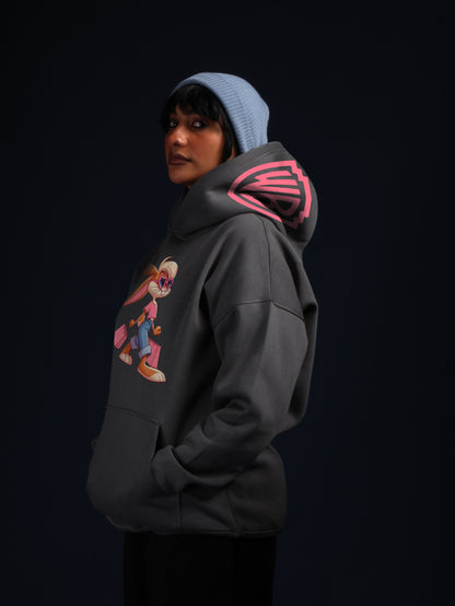 (LOLA BUNNY)OVERSIZE HOODIE-DARKE GREY