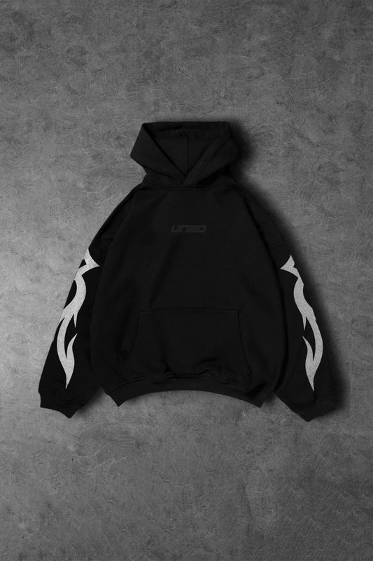 (PUFF  PRINT) OVERSIZE HOODIE-BLACK