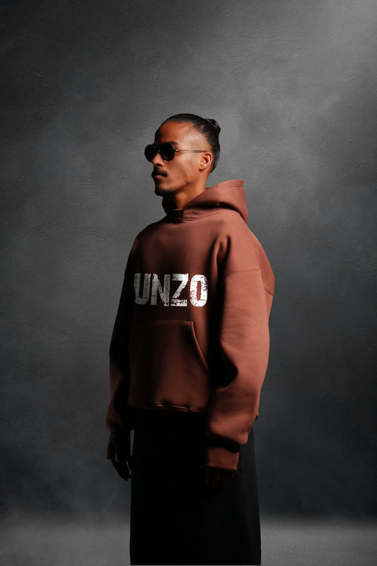 MULTI FIT OVERSIZE [UNZO SCRATCH ] HOODIE {BROWN}