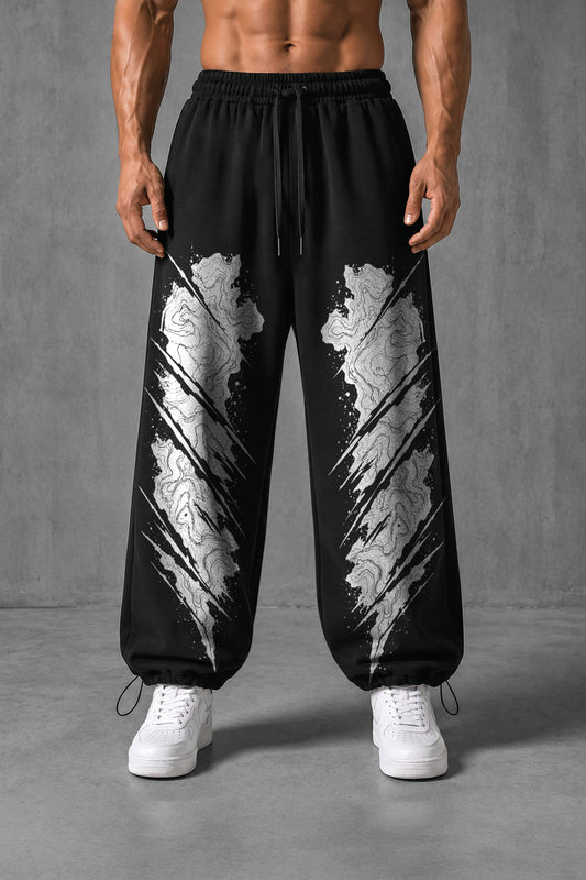 (MULTI FIT) BLACK (SCRIBBLE) OVERSIZE SWEATPANT
