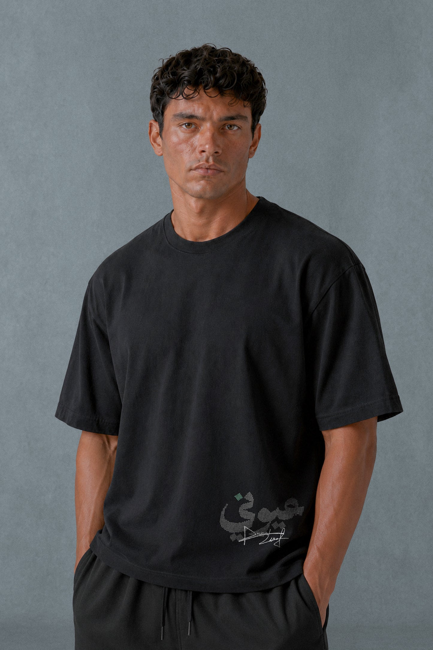 -BOXY FIT-BLACK (3IONY) OVERSIZE TEE