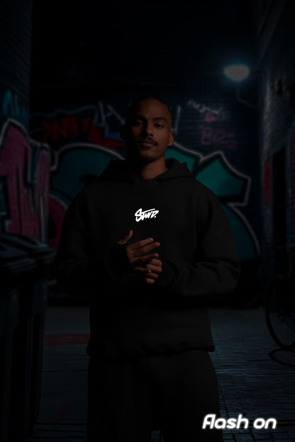 REFLICTIVE /MULTI FIT OVERSIZE [STWD] HOODIE {BLACK}