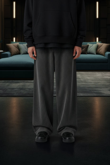 DARK GREY(Ribbed plush) OVERSIZE WINTER SWEATPANT