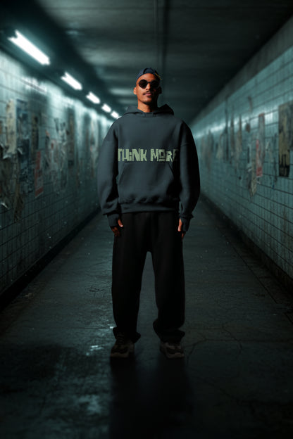 MULTI FIT OVERSIZE [THINK MORE] HOODIE {DARK GREY}