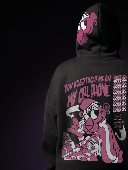 (PINK PANTHER)OVERSIZE HOODIE-BLACK