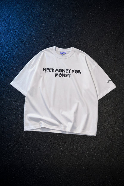 WHITE (NEED MONY) OVERSIZE TEE