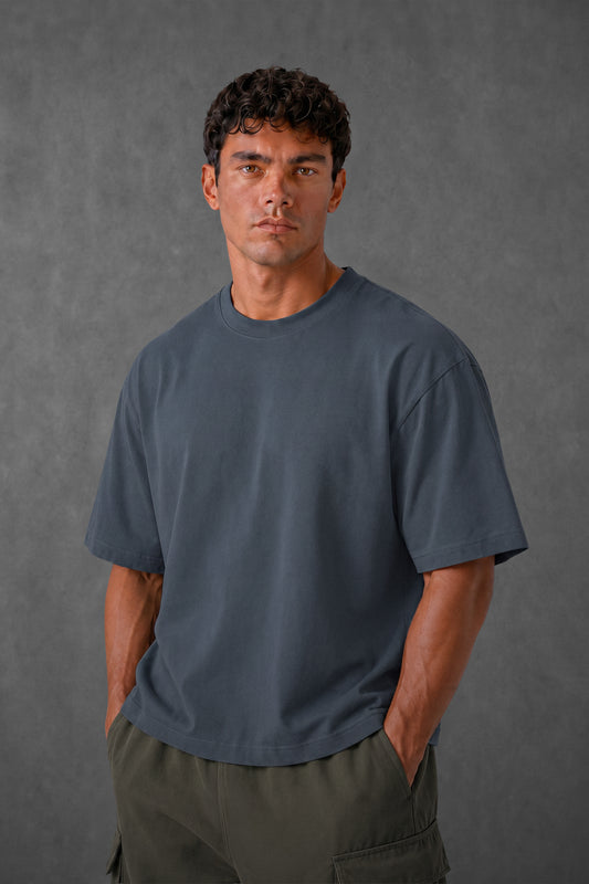 -BOXY FIT-NAVY GREY (UNZO) OVERSIZE TEE