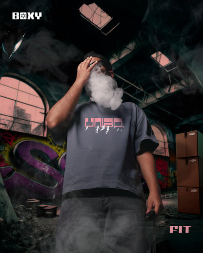 -BOXY FIT-DARKE GREY (FLY WITH UNZO) OVERSIZE TEE