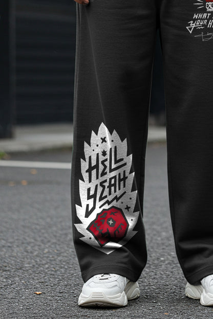 BLACK (Hell Yeah) OVERSIZE SWEATPANT (MULTI FIT)