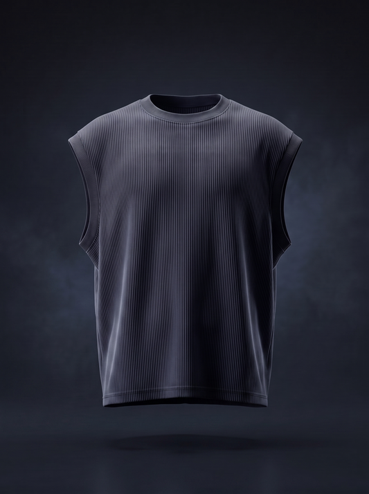 (HEAVY RIP) UNZO NAVY GREY OVERSIZE (SHOULDER CUT)