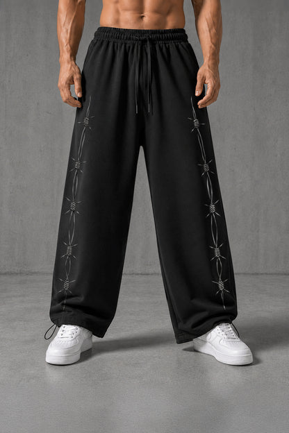 (MULTI FIT) BLACK (BARBED WIRE) OVERSIZE SWEATPANT