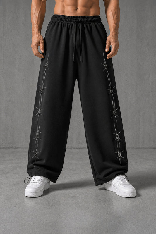 (MULTI FIT) BLACK (BARBED WIRE) OVERSIZE SWEATPANT