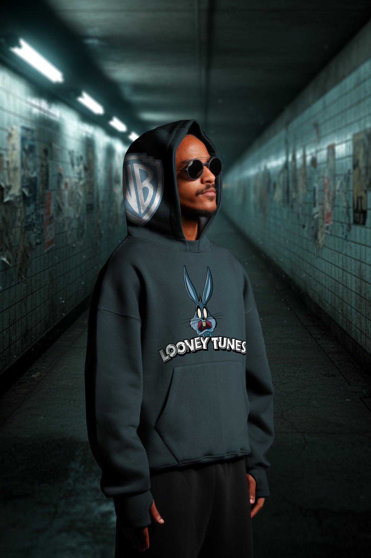 MULTI FIT OVERSIZE [BLUE BUGZ ] HOODIE {DARK GREY}