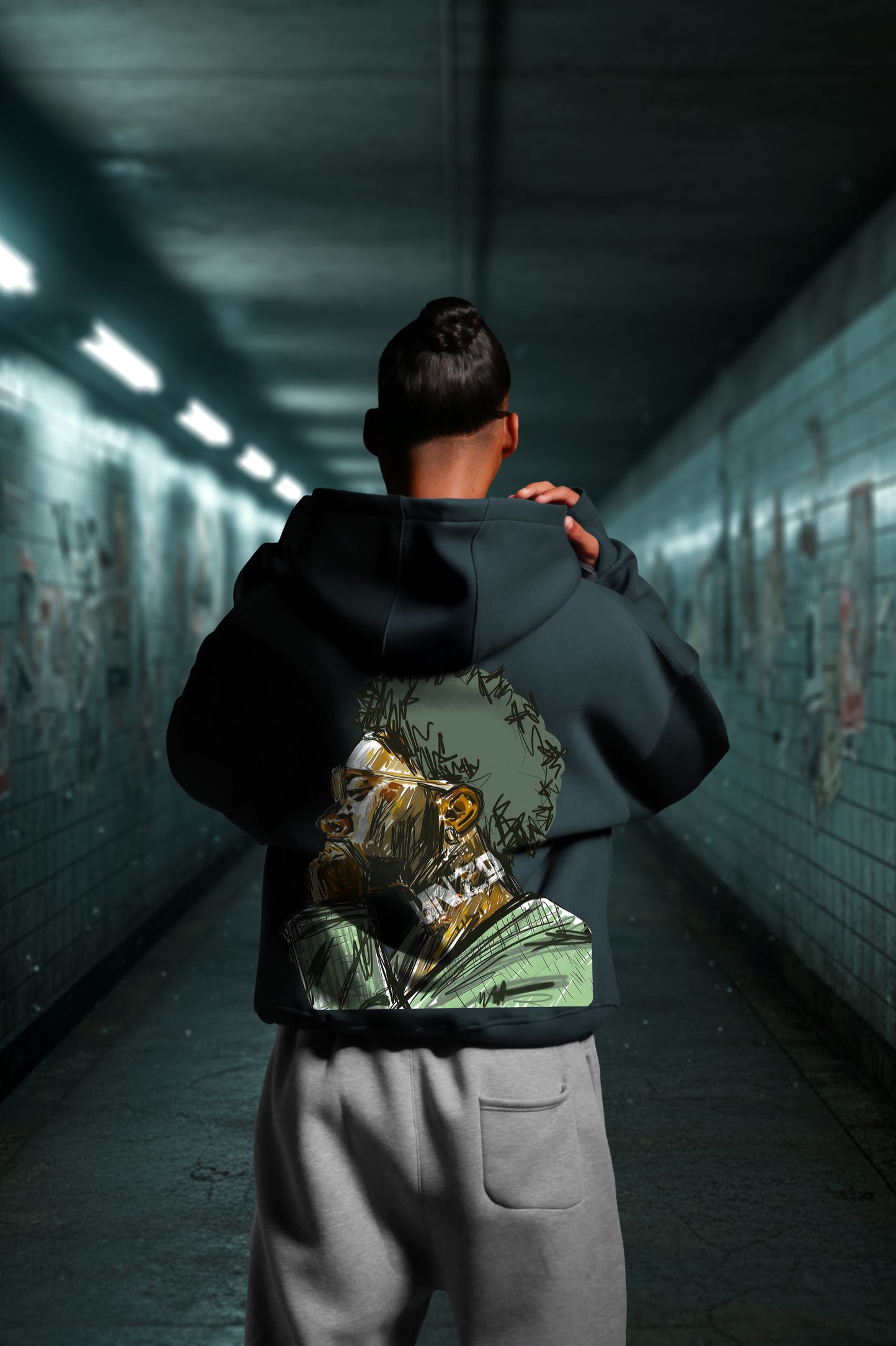 MULTI FIT OVERSIZE [THINK MORE] HOODIE {DARK GREY}