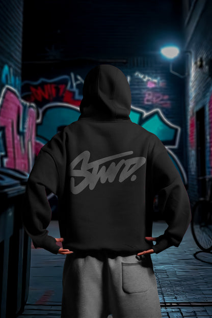 REFLICTIVE /MULTI FIT OVERSIZE [STWD] HOODIE {BLACK}