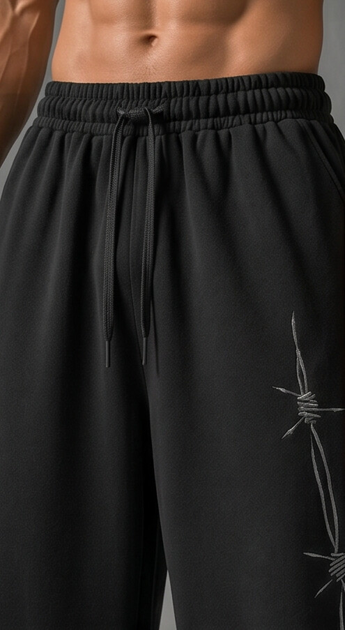 (MULTI FIT) BLACK (BARBED WIRE) OVERSIZE SWEATPANT