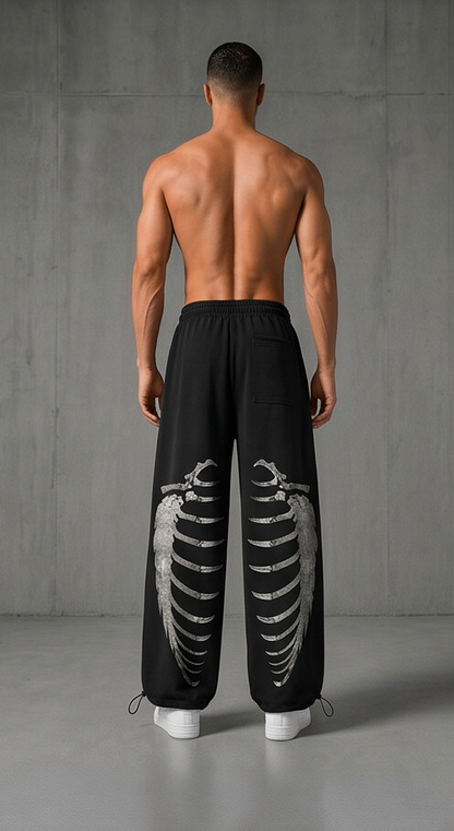 (MULTI FIT) BLACK (BONE RIBS) OVERSIZE SWEATPANT