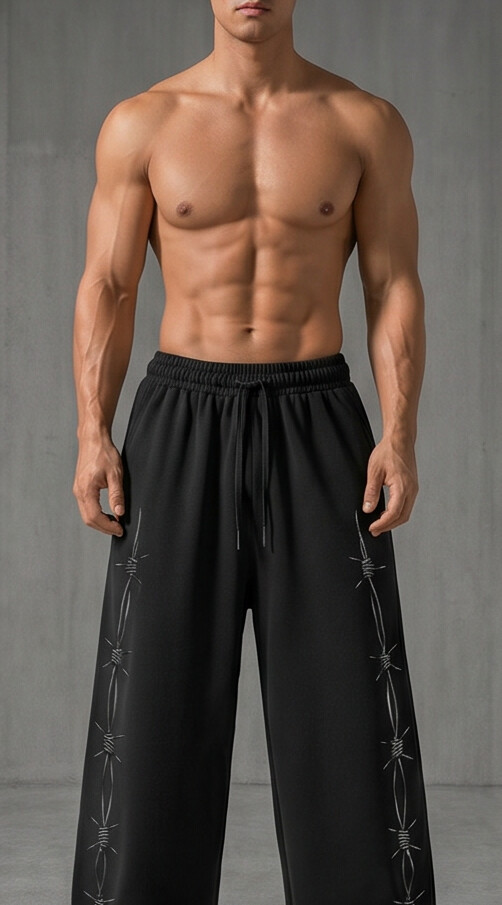 (MULTI FIT) BLACK (BARBED WIRE) OVERSIZE SWEATPANT