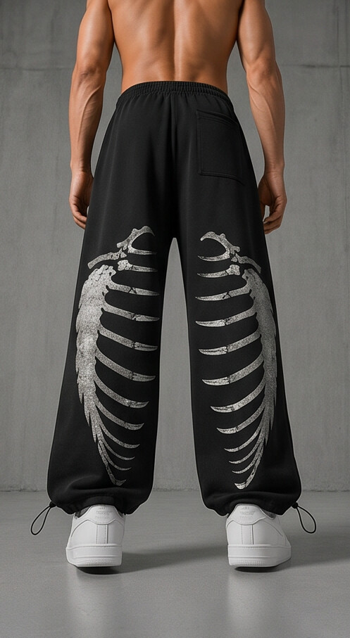 (MULTI FIT) BLACK (BONE RIBS) OVERSIZE SWEATPANT