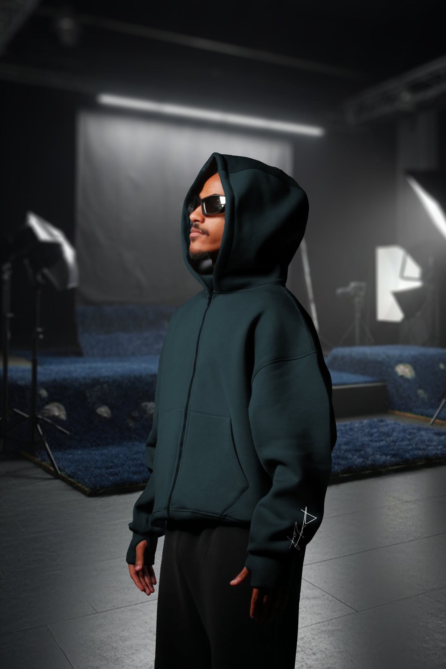 OVERSIZE ZIP UP MULTI FIT UNZO HOODIE {DARKE GREY}