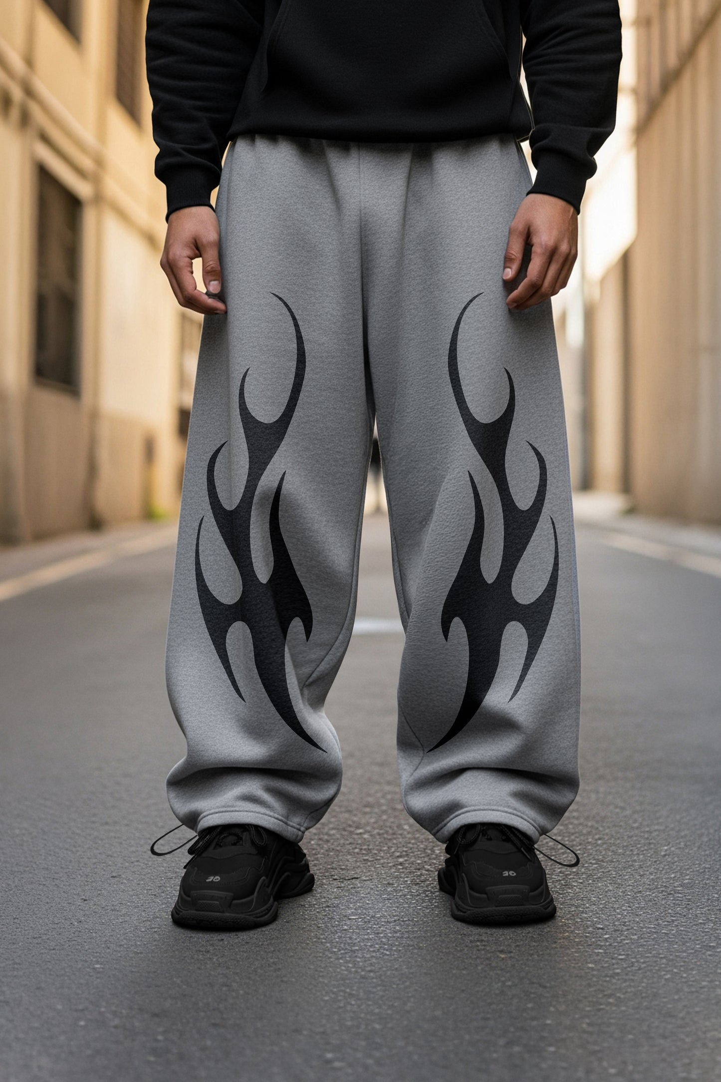 (MULTI FIT) LITE GREY (FIRE LINES) OVERSIZE WINTER SWEATPANT