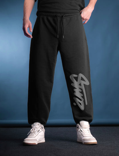 BLACK REFLICTIVE (MULTI FIT) OVERSIZE SWEATPANT (STWD)