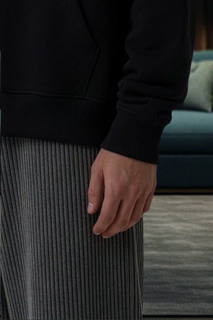 DARK GREY(Ribbed plush) OVERSIZE WINTER SWEATPANT