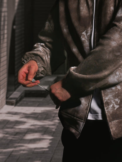 OVERSIZE ZIP UP MULTI FIT JACKET {WASHED BROWN }