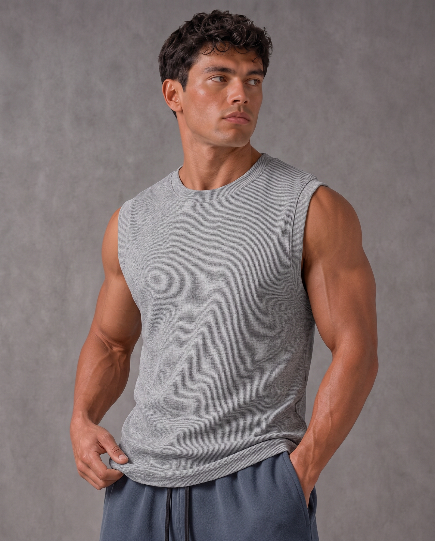 (HEAVY RIP) UNZO LIGHT GREY OVERSIZE (SHOULDER CUT) (Copy)
