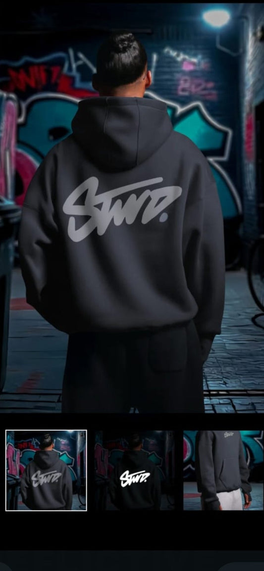 MULTI FIT OVERSIZE [UNZO SCRATCH ] HOODIE {DARCK GREY}