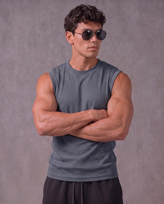 (HEAVY RIP) UNZO NAVY GREY OVERSIZE (SHOULDER CUT)