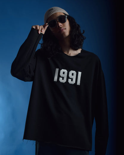 OVERSIZE MELTON TEE 1991 EMBROIDERED BLACK