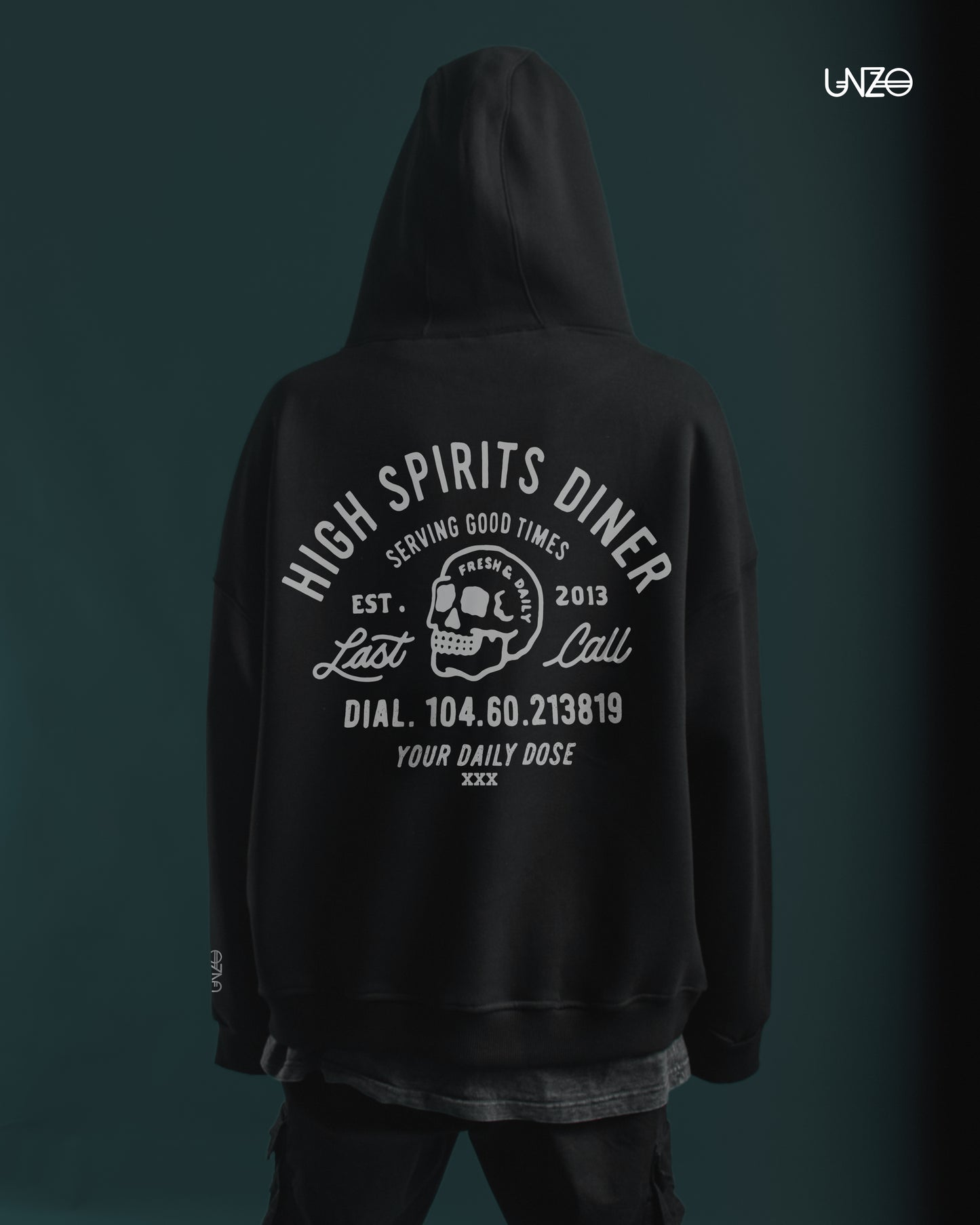 OVERSIZE HOODIE (SKULL) BLACK