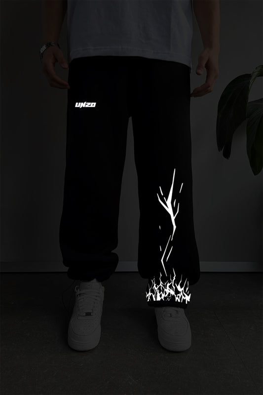 BLACK (THANDER 3) OVERSIZE  (REFLICTIVE) SWEATPANT (MULTI FIT)