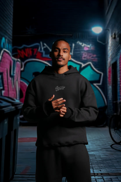 REFLICTIVE /MULTI FIT OVERSIZE [STWD] HOODIE {BLACK}