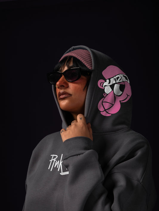 (PINK PANTHER)OVERSIZE HOODIE-DARKE GREY