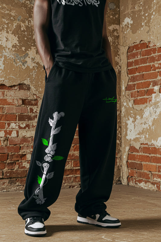 BLACK (BONES 2) OVERSIZE  SWEATPANT (MULTI FIT)