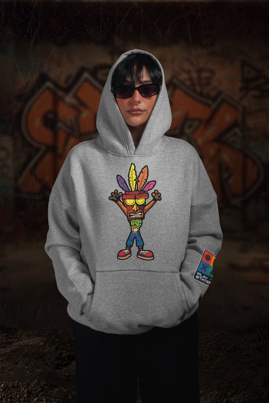 OVERSIZE HOODIE (CRASH-GAME)LITE GREY