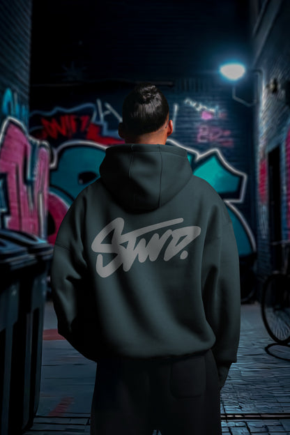 REFLICTIVE /MULTI FIT OVERSIZE [STWD] HOODIE {DARK GREY}