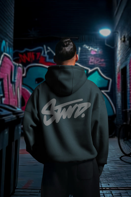 REFLICTIVE /MULTI FIT OVERSIZE [STWD] HOODIE {DARK GREY}