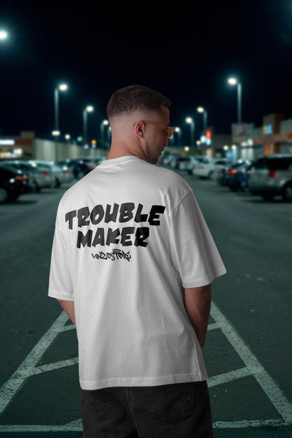 WHITE (TROUBLE MAKER) OVERSIZE TEE